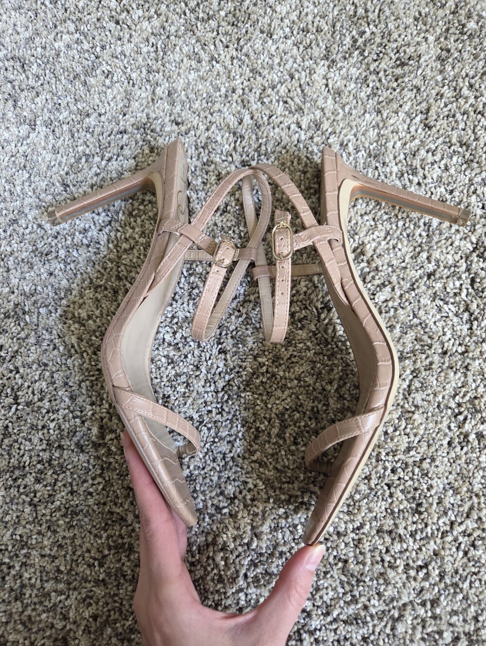Sam Edelman Women's Doran Heeled Sandal Maple Sugar Croco Tan Nude Size 10 - Picture 6 of 11